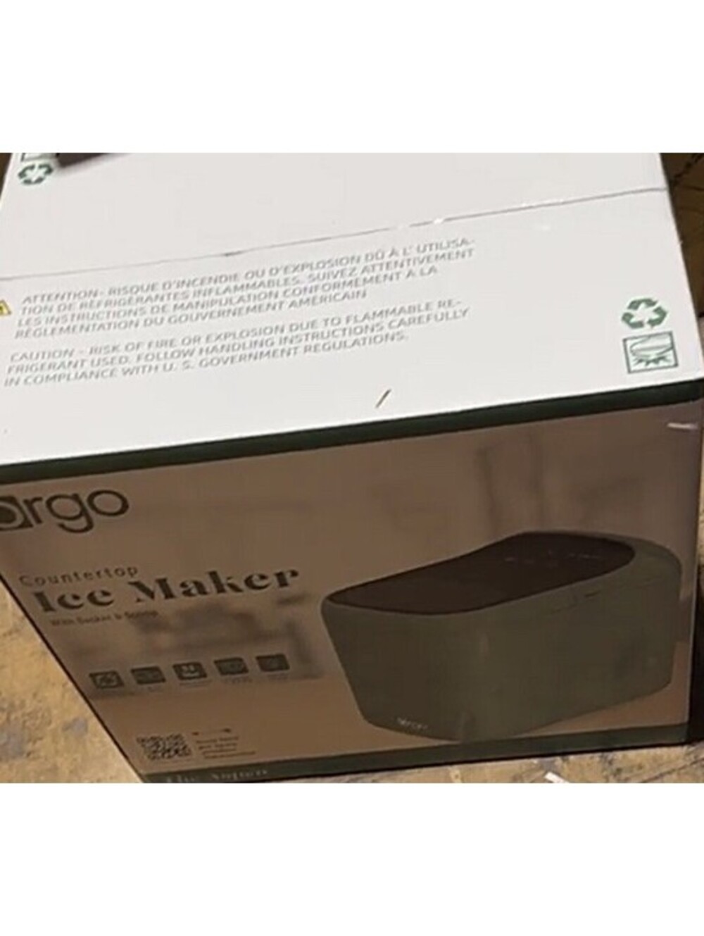 This is an Orgo Products The Aspen Countertop Ice Maker in a Sage Green finish